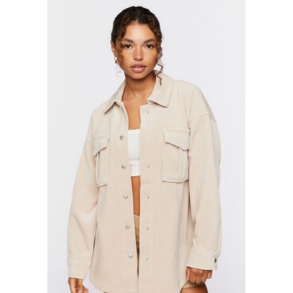 🌸 Forever‎ 21 Cream Corduroy Jacket | Soft & Modern Glow 🤍